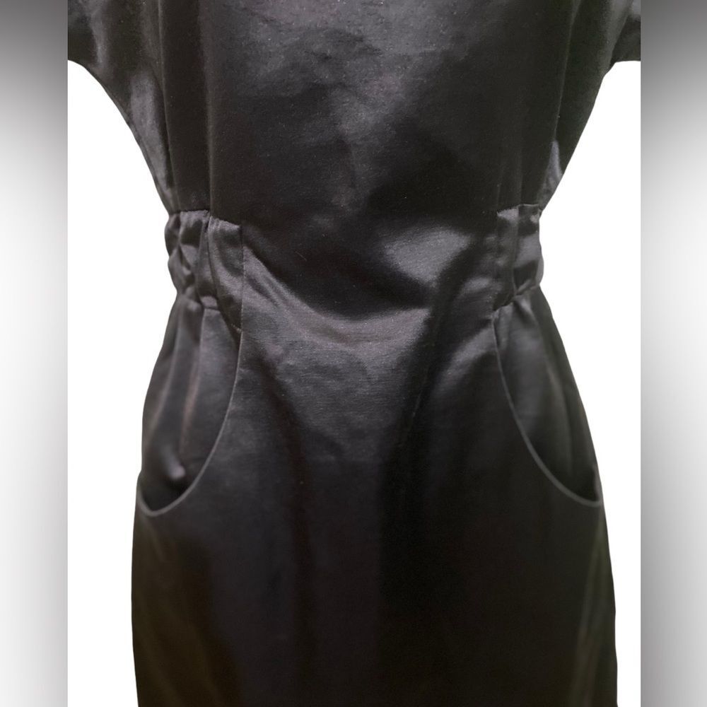Kate Spade Black Satin Tie Back Mini Dress Cap Sleeve Silk Lined Elegant Minimal - Picture 3 of 16